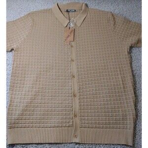 Nwt PJ Paul Jones Polo Shirt Mens 2XL Textured Knit Retro Button Up Viscose